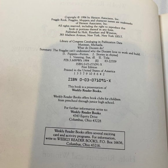 Vintage 1984 Fraggle Rock Hardcover Book Jim Henson’s Muppets What Do Doozers Do - Picture 4 of 4